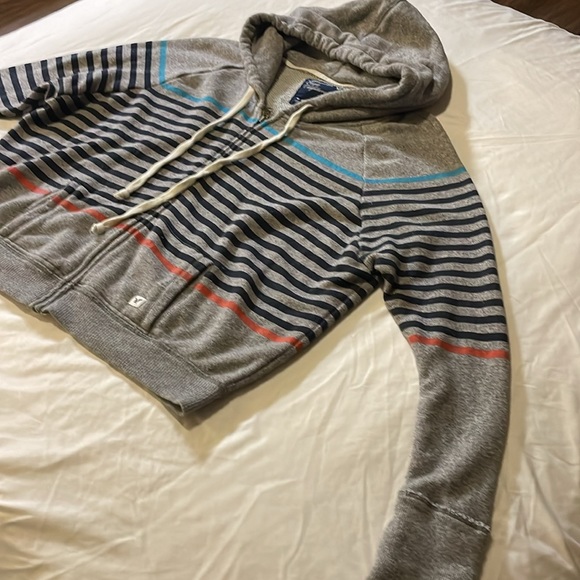 American Eagle Outfitters gray striped hoodie jacket, size small. - Picture 3 of 9